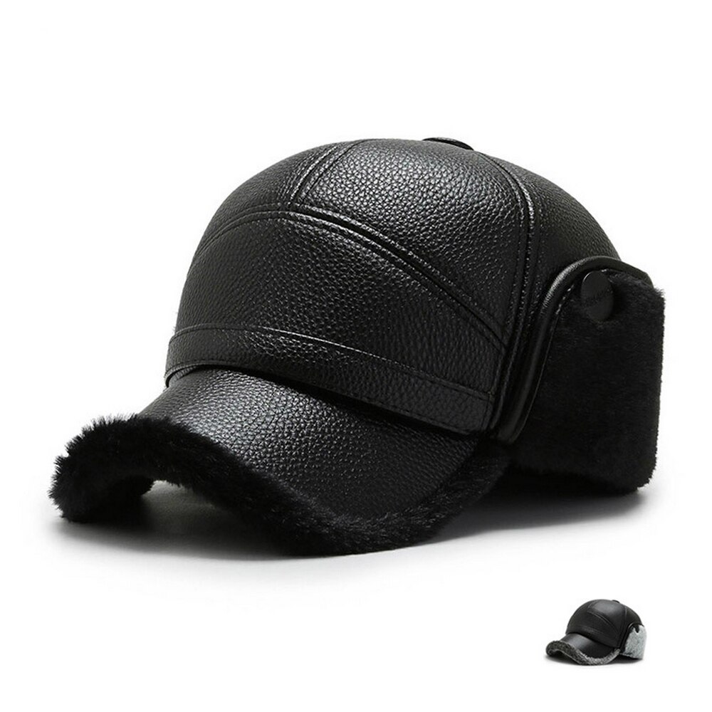 Gorra de invierno para hombre, estilo informal con protección para los oídos, visera cálida de felpa interna, sombreros geniales para ciclismo al aire libre
