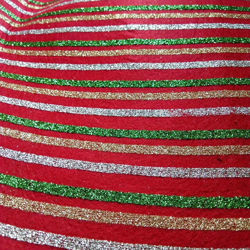Ostentoso-tela de fieltro a rayas y estrellas doradas para decoración, tela no tejida de fieltro hecha a mano, con brillo ostentoso, para Navidad, 14x14cm