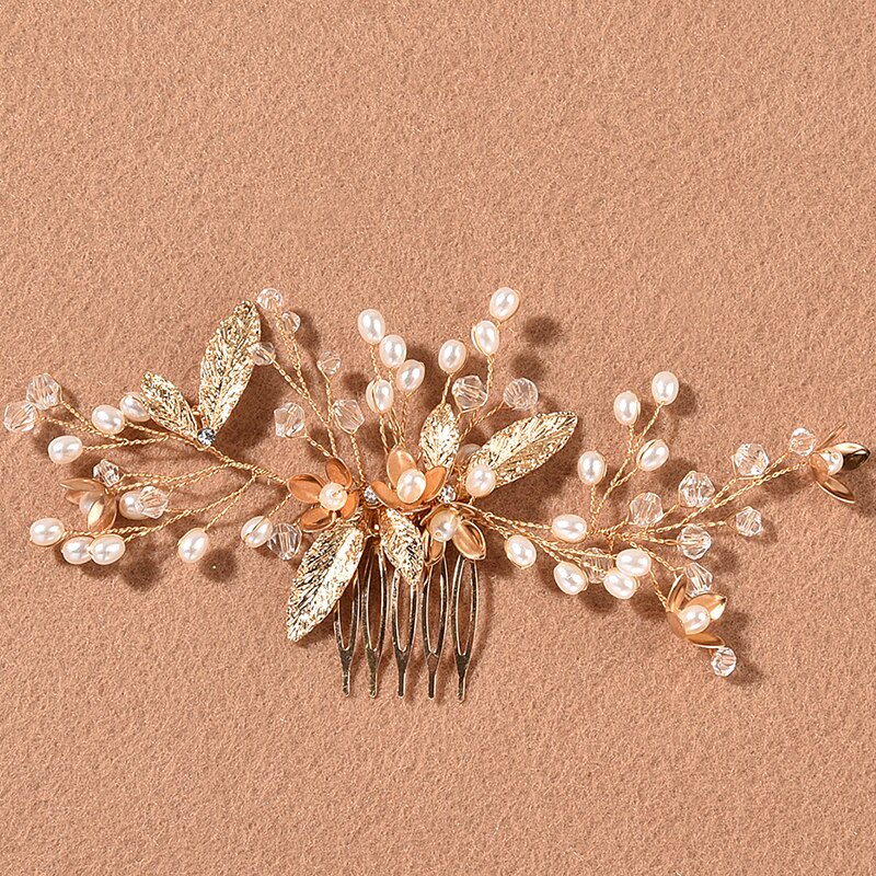 Tissage de perles en cristal, peignes de mariage, accessoires de cheveux pour mariée, serre-tête de fleur, bijoux d&#39;ornement de cheveux pour femmes: GKY1998