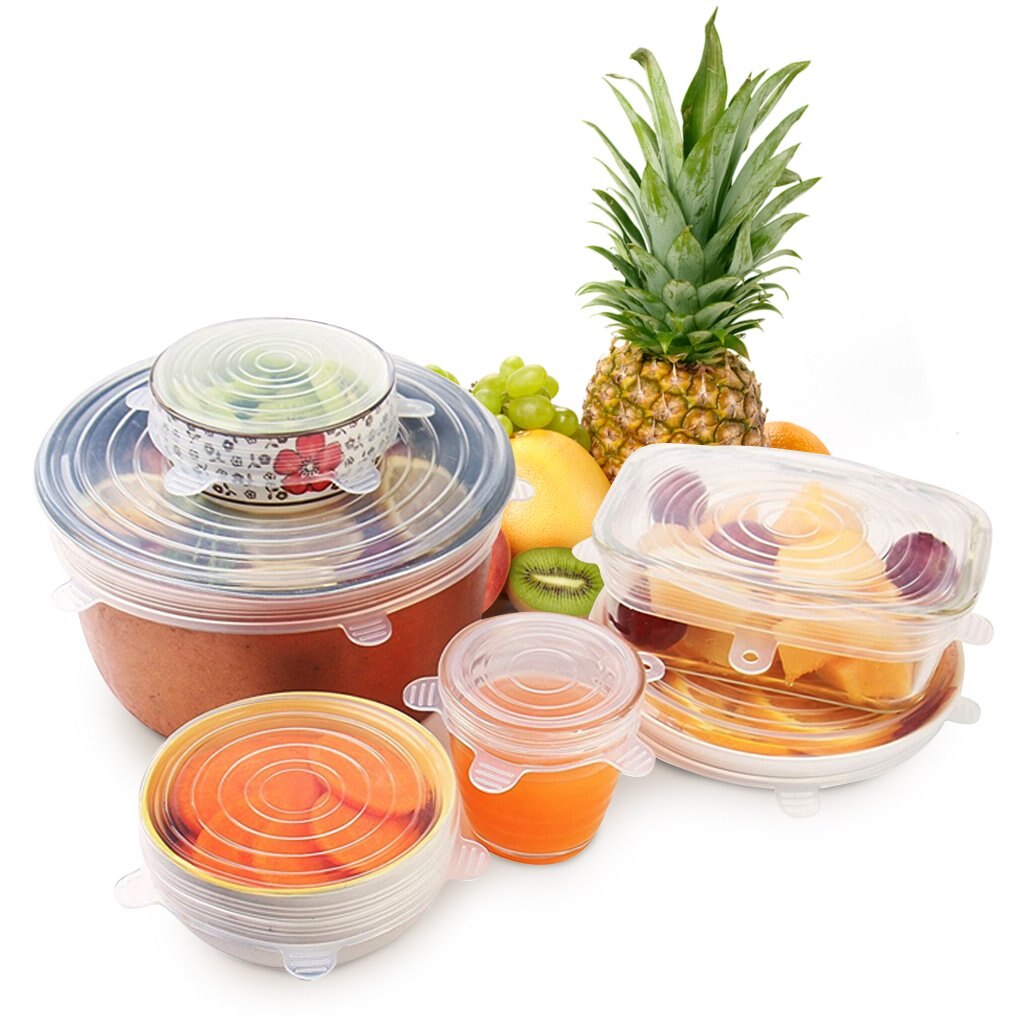 6 Pcs/Set Zero-Waste Reusable Food And Container Lids LC001: White