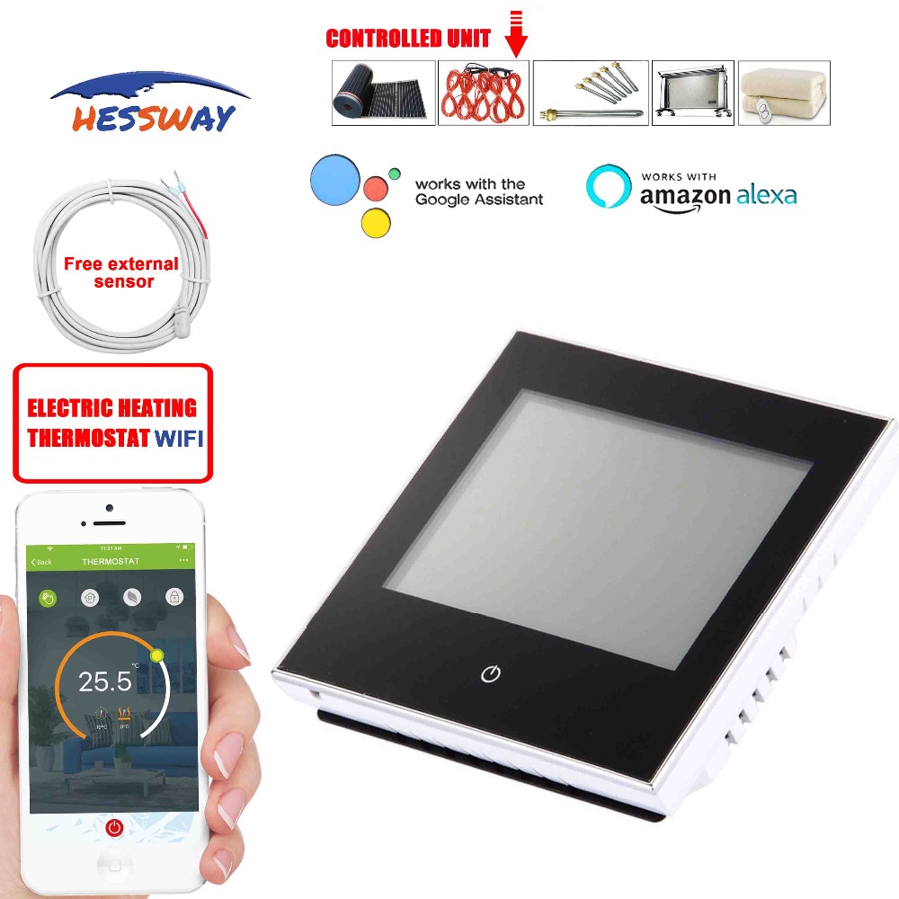 HESSWAY-termostato de calefacción por suelo radiante, termostato con WIFI, aplicación TUYA, 16A, cable de calefacción, película de calefacción eléctrica