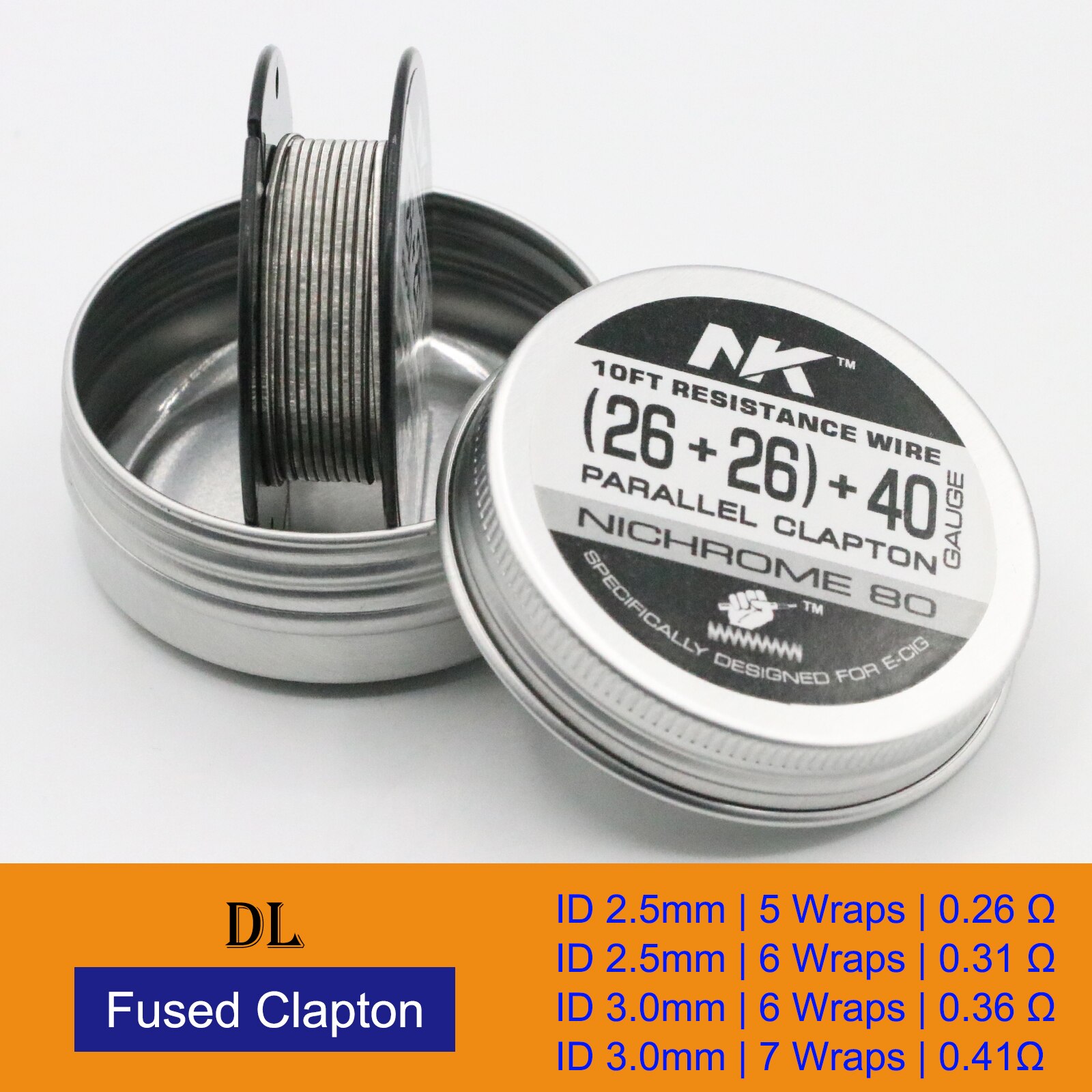 NK Ni80 filo di bobina Clapton fuso Nichrome sfalsato filo di riscaldamento alieno per Vape RDA RTA 10 piedi: 10. Ni80 26x2-40