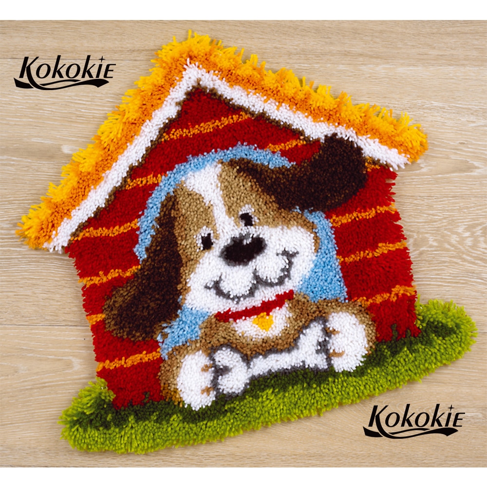Hond Klink Haak Kit Kleed Canvas Afdrukken Vloerklee Handwerken Knooppakket Diy Tapijt Borduren Handgemaakte Accessoires Tapestry Kits