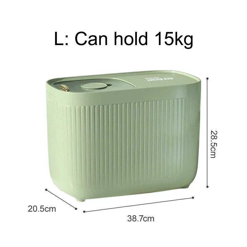 Keuken Container 15Kg Emmer Nano Insect-Proof Vochtbestendige Rijst Doos Graan Verzegelde Pot Thuis Opslag Huisdier hondenvoer Winkel Doos: L Light green