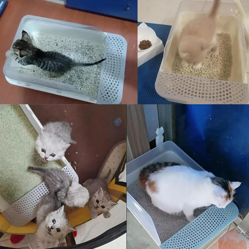 Cat Litter Box Toilets Semi Closed Cat Litter Tray Sandbox Square Semi-closed Anti-splash Deodorant Sandpit Small Cute 3 Colors