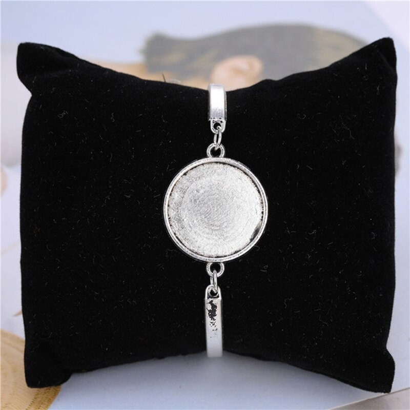 5 Stks/partij Metalen Cabochon Armband Fit 20Mm Cameo Instellingen Armbanden Bezel Blanks Diy Sieraden Maken Armband Bevindingen Accessoire: Antique Silver