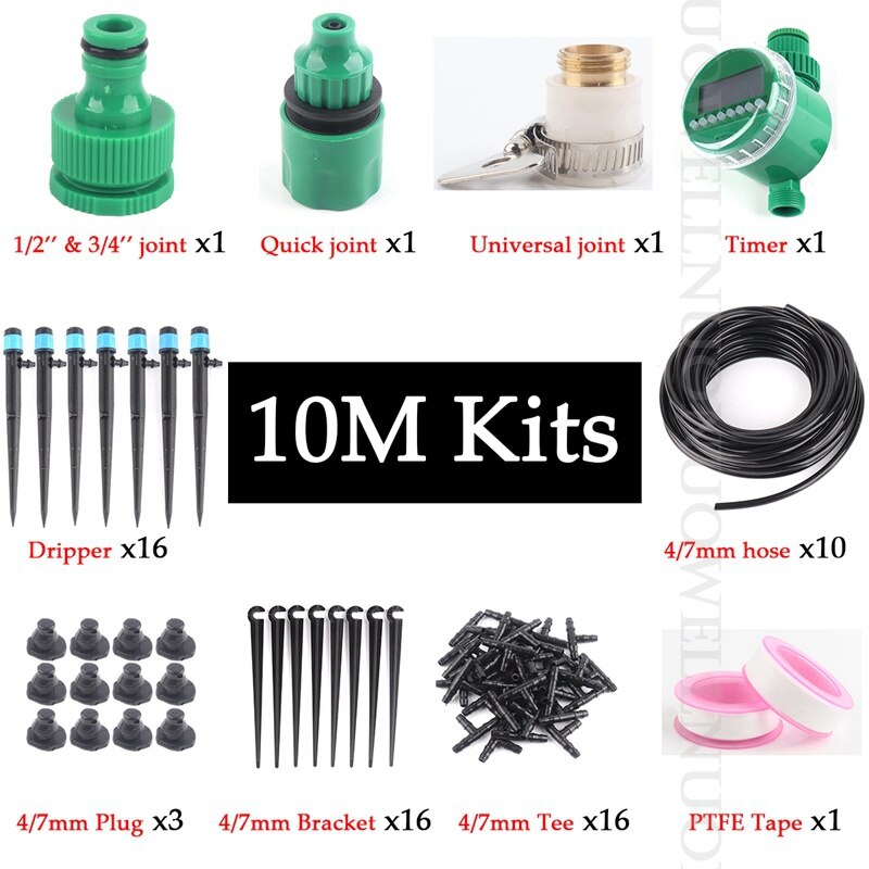 5~50M Smart Garden Watering System Automatic Micro Drip Irrigation Watering Kits Garden Watering Timer Kit Irrigation System: 10m Blue Kits