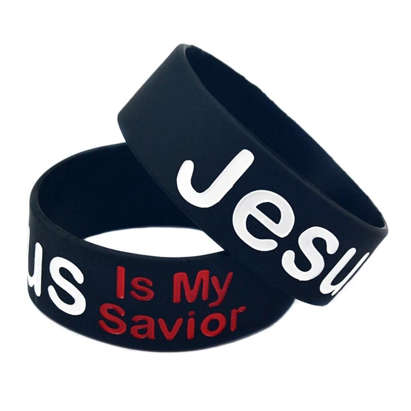 Bracelet en caoutchouc de Silicone, 1 pièce, jésus est mon sauveur, 1 pouce de large pour la foi