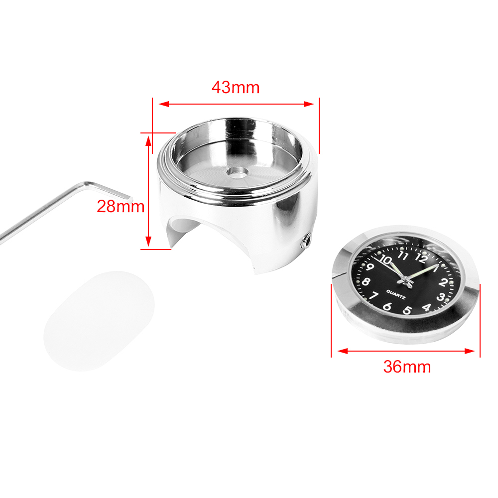 2 pièces 7/8 'Moto guidon montage horloge montre étanche lumineux Moto vélo guidon cadran Quartz horloge Moto accessoire