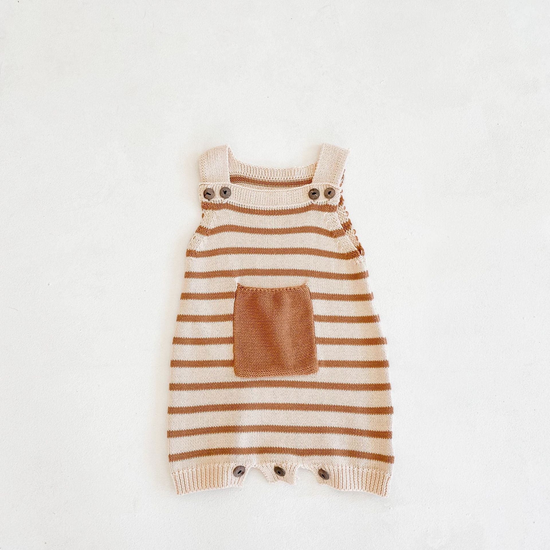 Verão novo crianças de malha macacão sem mangas listrado impresso bebê bodysuit meninos meninas macacão camisola do bebê crianças outfits