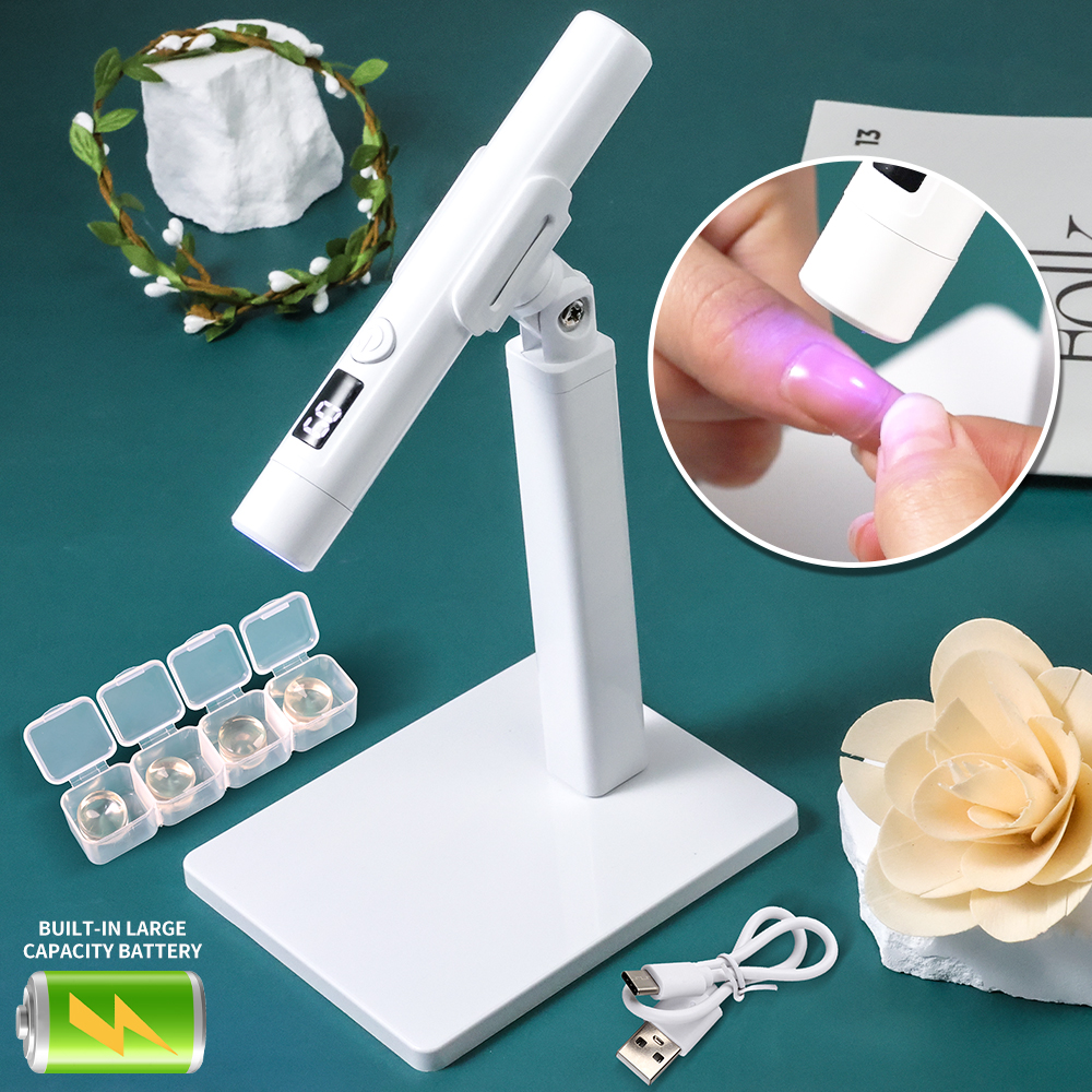 Professioneel nagel UV LED-lamp bureau met display Oplaadbare draagbare mini-nageldrogerstandaard UV-lamp voor nagelkunst Verwijderbaar: WHITE
