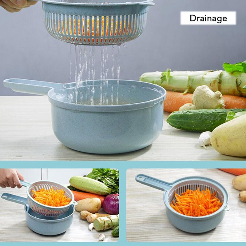 Multifunctionele 8 In 1 Mandoline Slicer Met Zeef Fruit Groente Snijder Aardappel Dunschiller Wortel Ui Keuken Accessoires Gadget