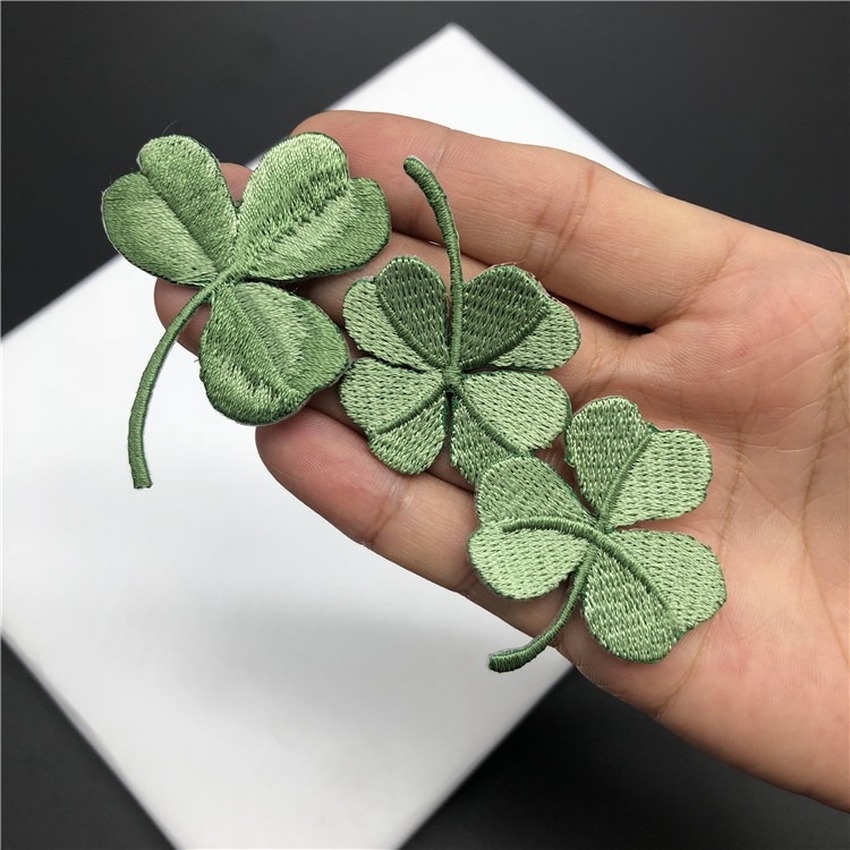 Diy håndværk reparation tøj klistermærke heldige blade blade blomster patch sy på applikeret jern på patch til tøj tasker sko