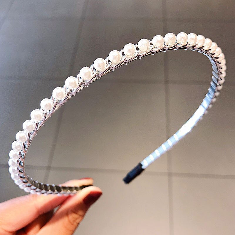 Handgemachte Perlen Perle Stirnband für Frauen Drücken Haar Schnalle Winkel Stirnband Hochzeit Kopfschmuck Haar Zubehör Schmuck: 3