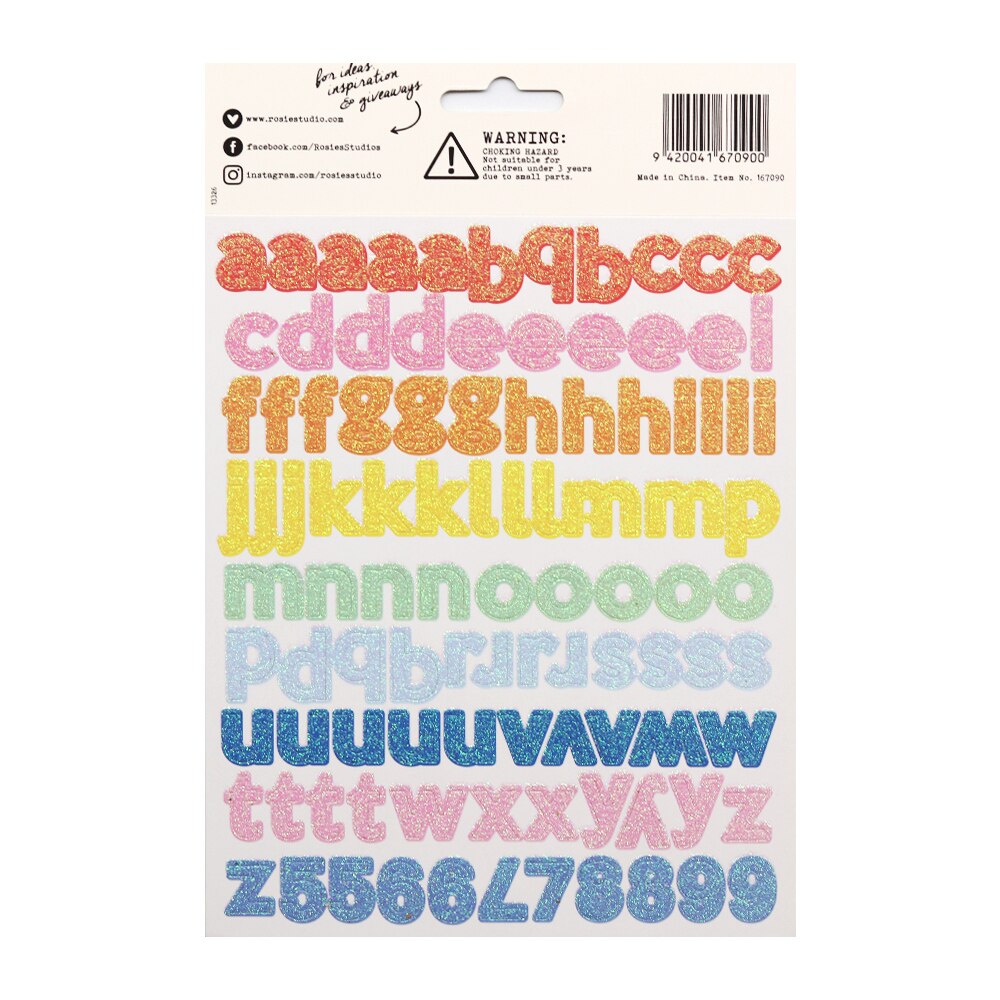 CRZCrafter Glitter Paper Alphabet Stickers 198pcs Crafts Scrapbooking Cardmaking Journal Self Adhesive Embellishments Decoration