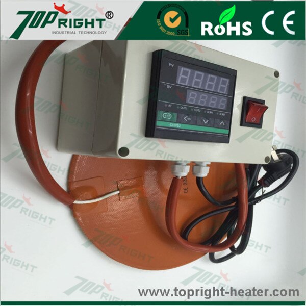 Dia.250mm 230v400w silicone heat pad with digital thermostat PID controller 0-150c
