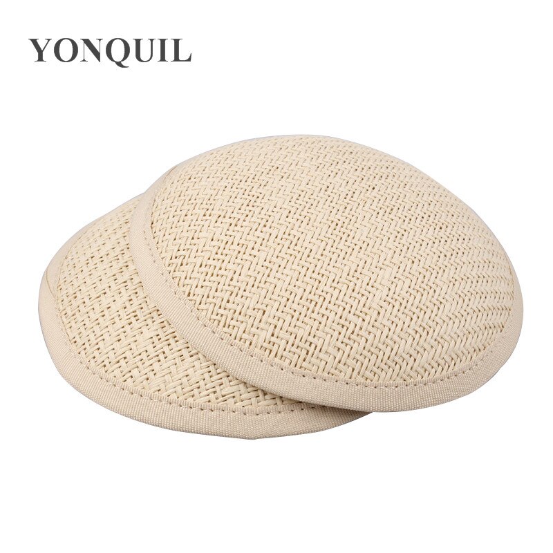 Beige solid 13CM round Imitation Sinamay fascinator base material cap DIY hair accessory millinery decorative Ladies party hat