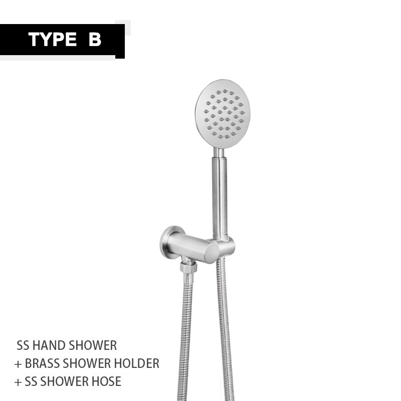 Bathroom Handheld Shower Head with Extra Long Hose and Brass Bracket Stainless Steel Brushed Shower Wall Hand Shower Faucet Set: B Hand Shower Kit