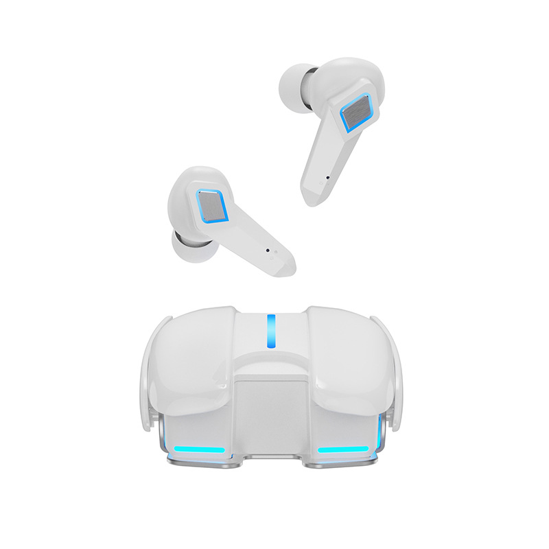 Auriculares Bluetooth para videojuegos, aspecto fresco, Base de aleación de aluminio, iluminación, juego de música, Dualmode, baja latencia, efecto de sonido HiFi: BLANCO