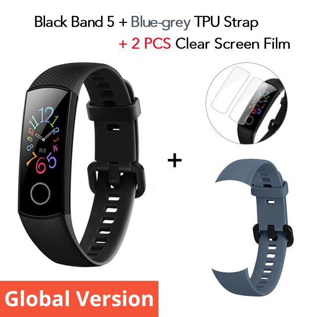 Huawei Honor band 5 Global Version smartband AMOLED Huawei smartwatch heart rage ftness sleep tracker swiming sport trakcer gps: GV N Blue-grey