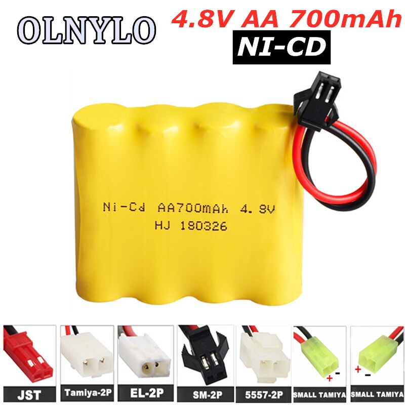 Ni-CD 4.8V 700mAh AA Rechargeable Battery Pack For Remote Control Toys Electric Car Nicd 4.8 V Volt Bateria SM-2P/JST/EL-2P Plug