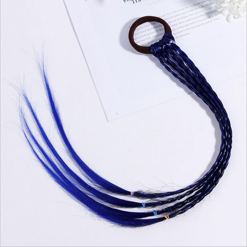 Rubber Bands Beauty Hair Bands Headwear Kids Hair Accessories Head Band Girls Colorful Wigs Ponytail Hair Ornament Headbands: Blue Headbands