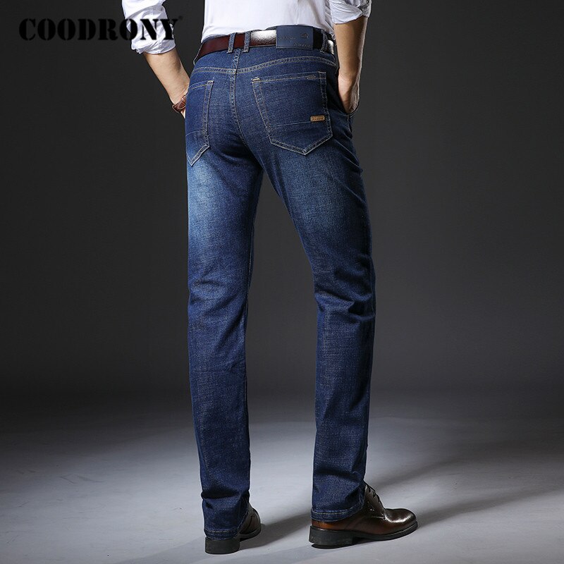Coodrony brand herre jeans efterår vinter denim bukser mænd tøj streetwear forretning afslappet lige bukser  c9010
