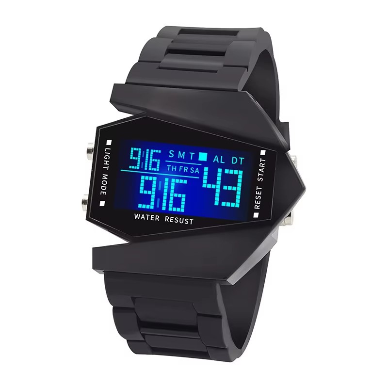 Reloj Digital para hombre y mujer, reloj despertador deportivo, reloj de avión de combate multifuncional, reloj de pulsera para parejas, relojes para niños y estudiantes: Café