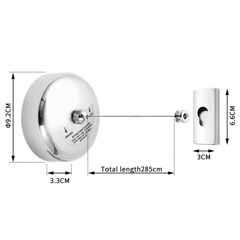 304 Stainless Steel Clothesline Wall mount Folding Clothes Horse Extendable Laundry Hanger Retractable Drying Rack Clothes Rope