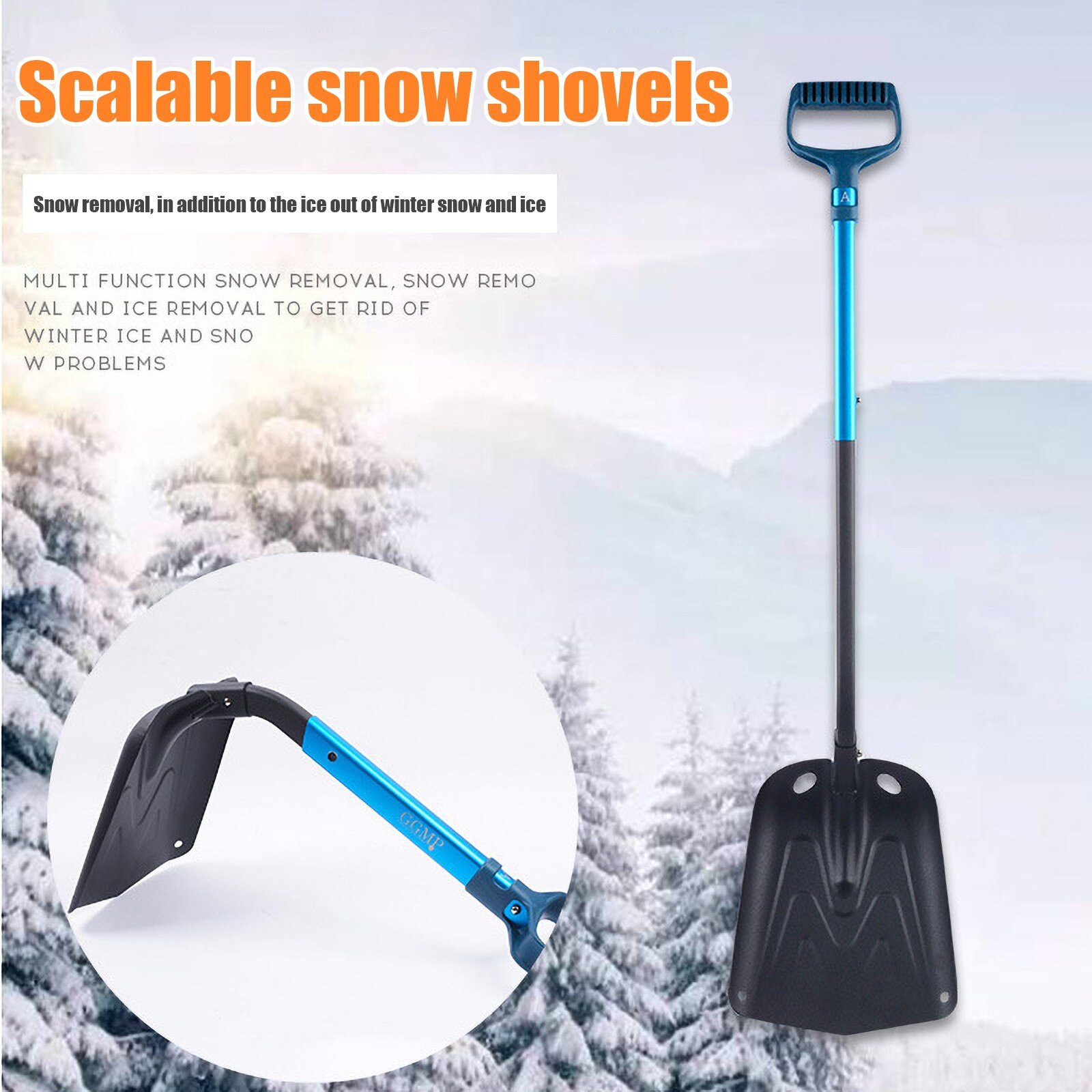 Pala de nieve telescópica de invierno, pala de nieve portátil multifuncional