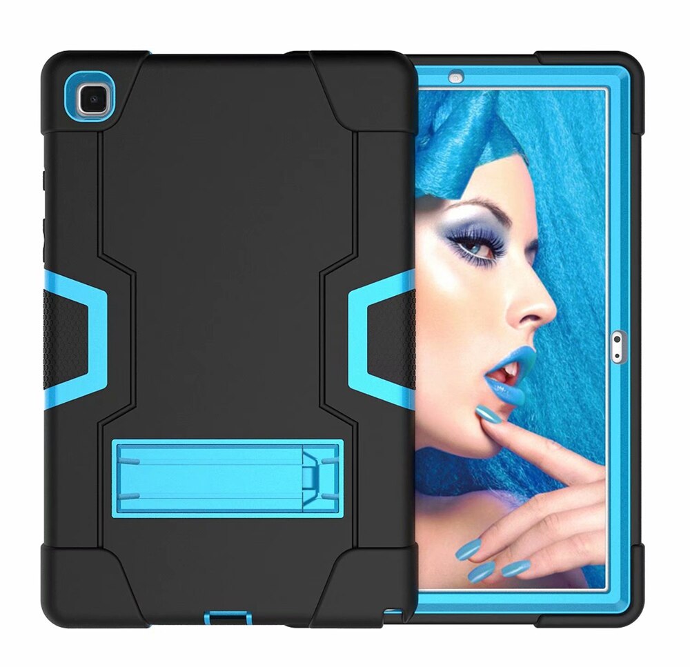 Do Samsung Galaxy Tab A7 10.4 2020 SM-T500 SM-T505 Case odporny na wstrząsy dzieci bezpieczne PC Silicon Hybrid Stand Full Body Tablet Cover: Black - Blue
