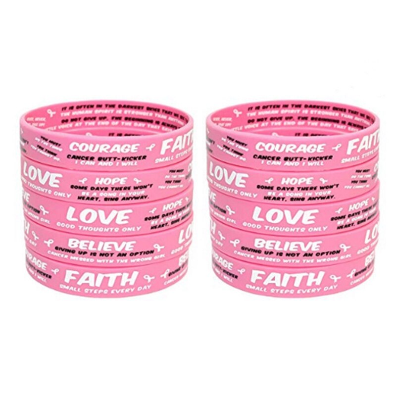 Silikon Brust Krebs das Bewusstsein Armbinde Armbinde Rosa Gummi Armbinde