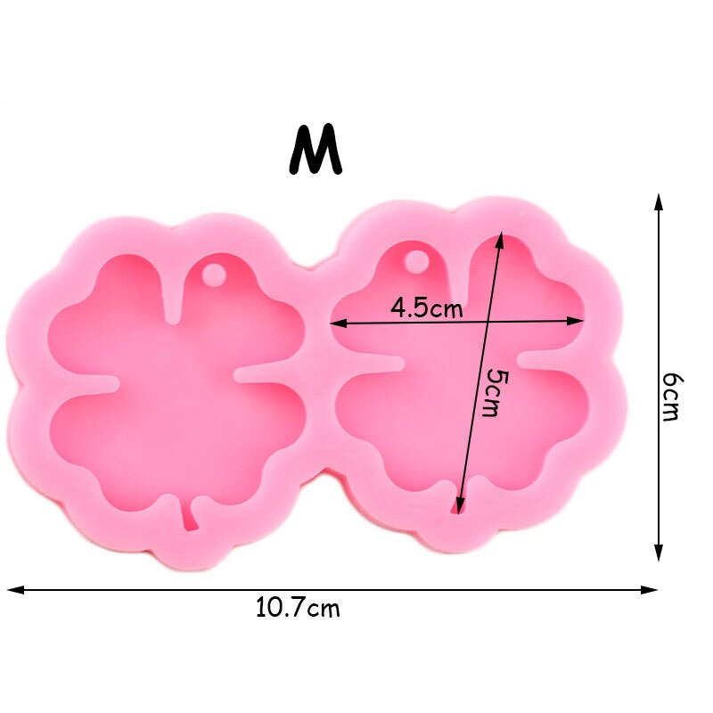 L/M/S Shiny Bladvorm Oorbellen Siliconen Mallen Klavertje Vier Sleutelhanger Klei Diy Epoxy Hars Sieraden mallen: CC650