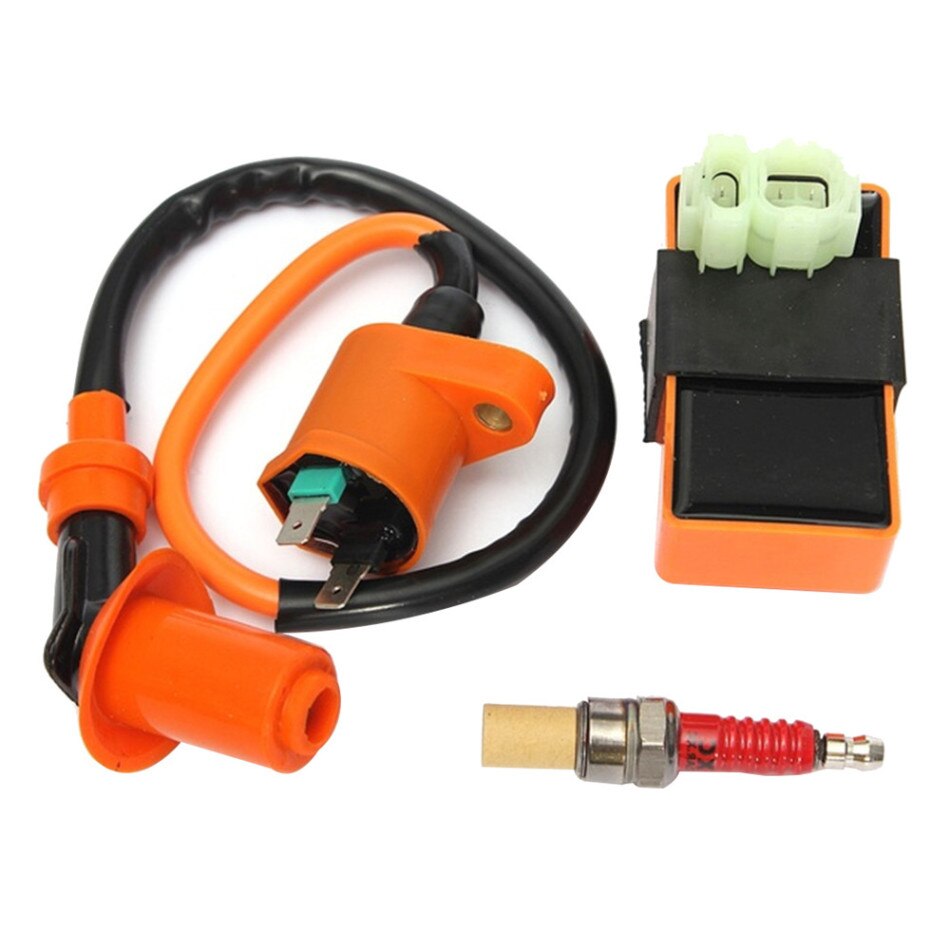 Motorfiets Atv Racing Cdi + Bobine + Bougie Voor GY6 50cc 125cc 150cc 139QMB 152QMI 157QMJ Racing Ontsteking coil: Oranje
