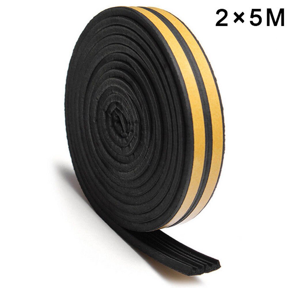 10m E Type Foam Weather Draught Excluder 500 X 0.9 X 0.4cm Self-Adhesive Door Window Frame Foam Seal Strip: Black