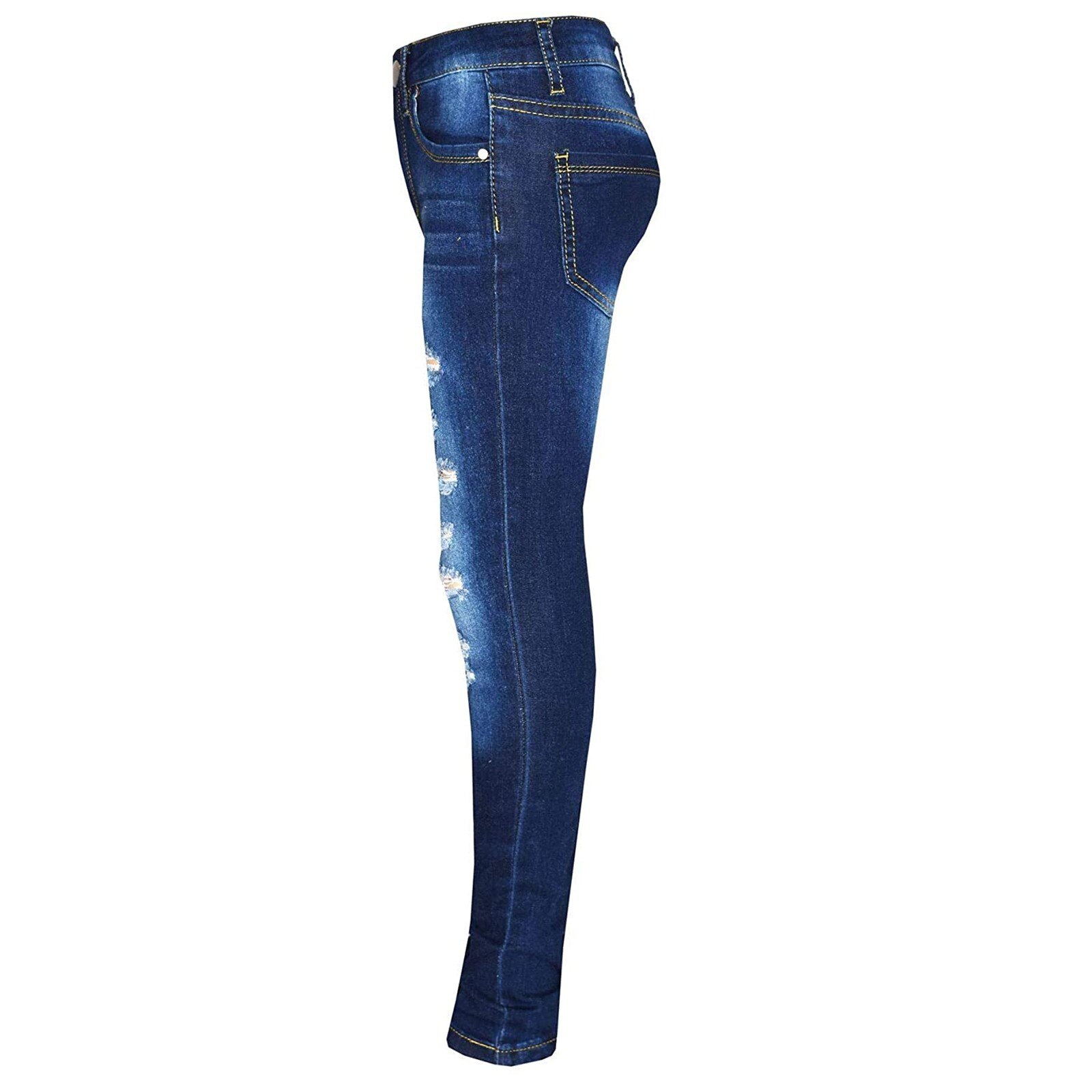 3-14 Years Old Children's Jeans Kids Teen Boys Tight Hole Pocket Button Zipper Long Jeans Spring Summer Trousers