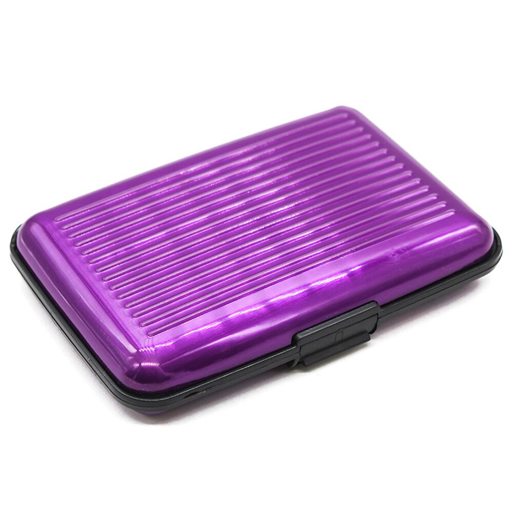 Aluminum Anti Theft Credit Card Holder Blocking Rfid Wallet Leather Unisex Security Information Metal Purse Contactless Block: purple