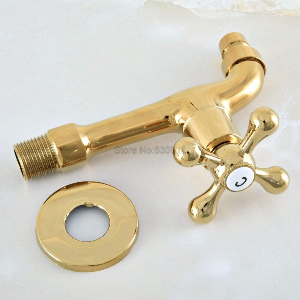 Gold Color Brass Wall Mount Cold Water Basin Faucet Washing Machine Taps Washing Machine Water Tap tav143