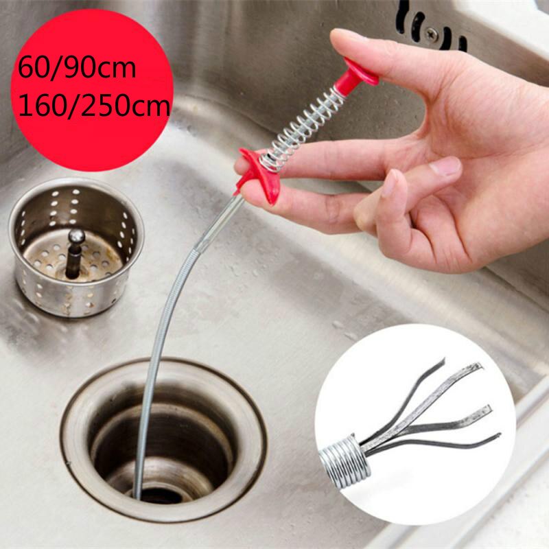 Sink Drain Blockades Clip Stainless Steel Drain Sewer Dredge Pipeline Hook Cleaner Bendable Kitchen Bathroom Home Cleaning Tools