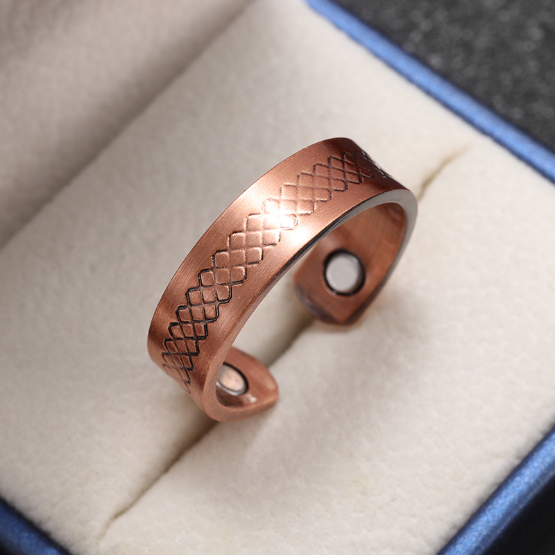 Anillo magnético con apertura de cobre ondulado a la Retro, accesorios de joyería Retro multifuncionales para hombres y mujeres: YELLOW