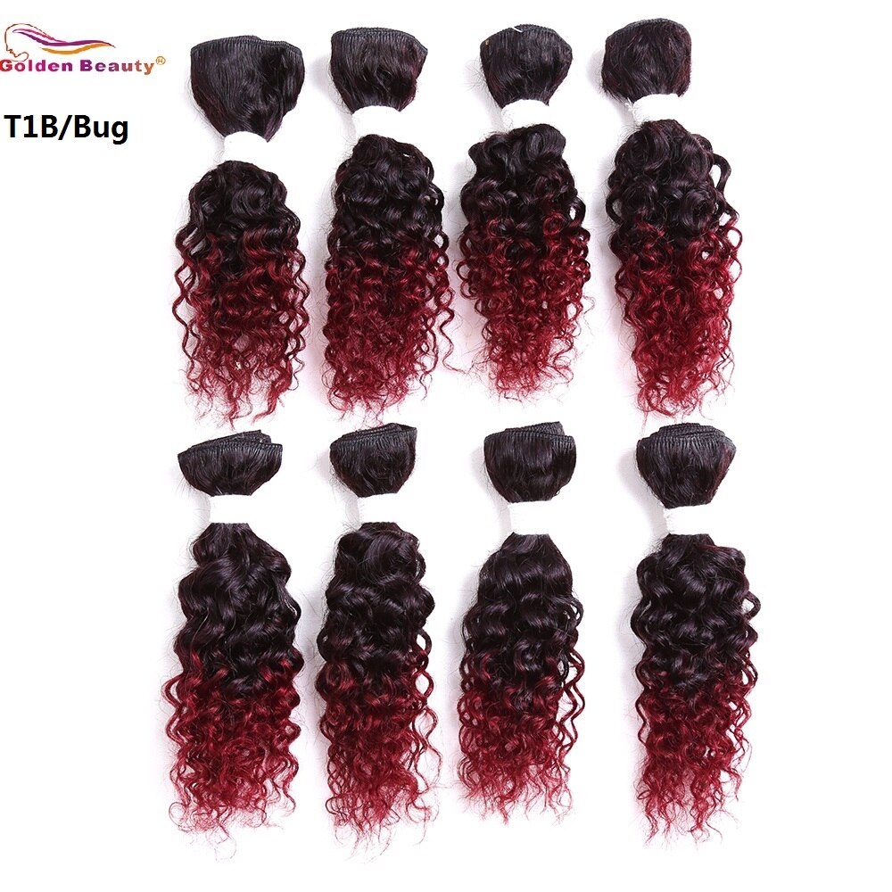 8-14 pollici Jerry arricciare Capelli Sintetici Tessuto Dei Capelli Cucire in Estensioni Dei Capelli Ombre Dei Capelli di Trama 8 pz/pacco D'oro di Bellezza
