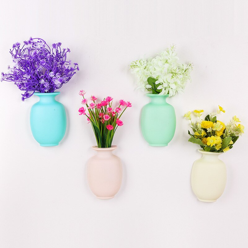1pc diy nano magic gummi silikone sticky flower vase wall hang vase container floret flaske vase dekoration hjem blomstervaser