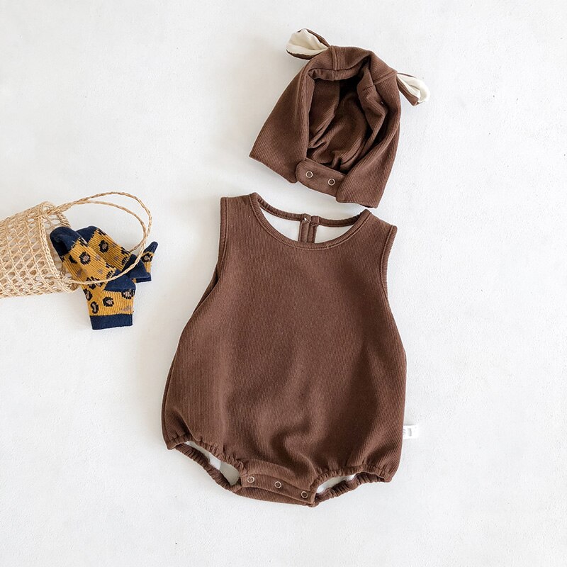 MILANCEL monos de bebé forro de piel ropa infantil para niños estilo animal niñas pequeñas de una pieza traje de bebé coreano con sombrero: brown / 6-9M