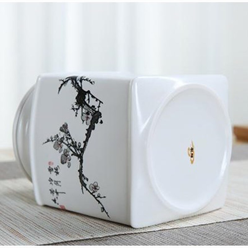 Orkidé bambus print te æske arrangør tør frugt opbevaring krukker kaffe sukker beholder dåser keramisk te krukke beholder 10*14.8cm