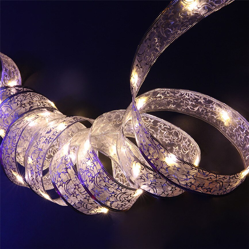 40 LED Lamp String Ribbon Window Curtain Lights String Lamp House Party Decor Striking Christmas Desk Decor Lamp Tape Dec#1