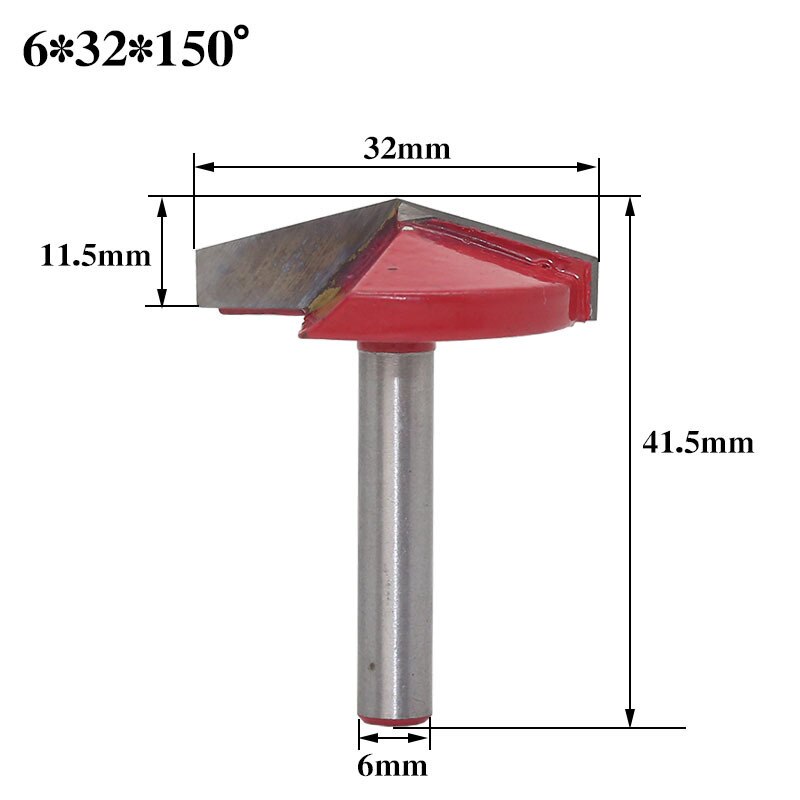 1pc 6mm v urajyrsinterät cnc kaiverrus jyrsin 60-150 asteen puuntyöstö veitsi volframikarbidi leikkaustyökalut: 6 x 32 x 150r