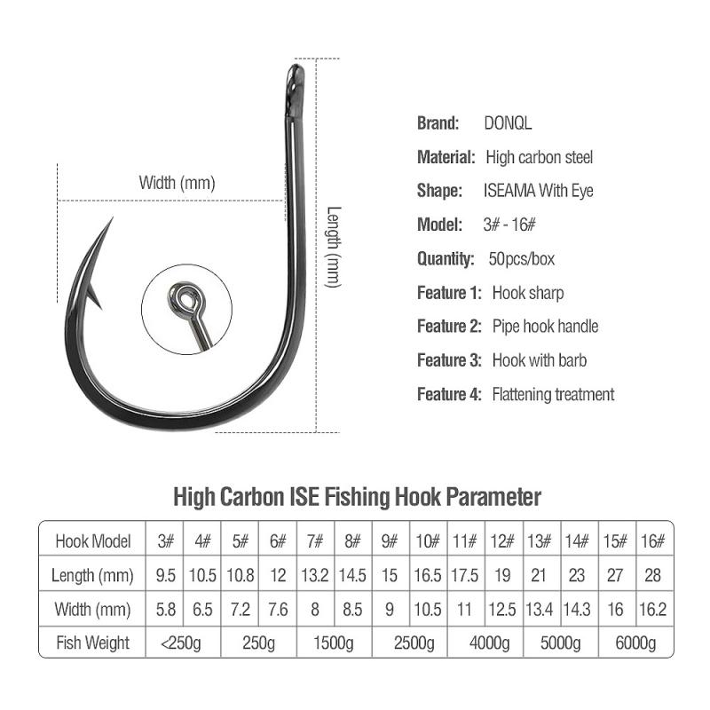 1 Box 50Pcs 3# - 16# Series High-carbon Steel Fishing Hook Barbed Single Circle Carp Hook Fishing Jig Hook Lure Bait Tackles