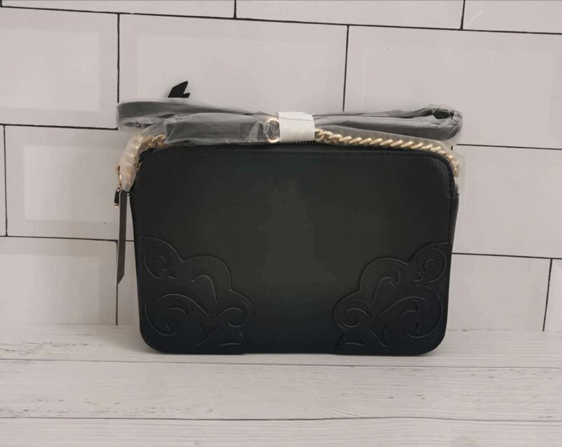 2020 novos casos ombro mensageiro sacos de corrente pequeno pacote padrão flores sacos femininos cor sólida: Black