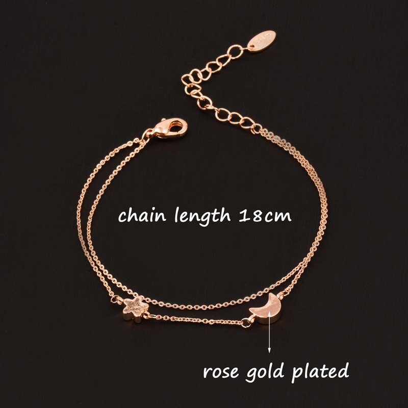 Sinleery charme estrela lua cruz coração 2 camadas pulseiras corrente para mulher rosa cor de ouro moda jóias sl290 ssi