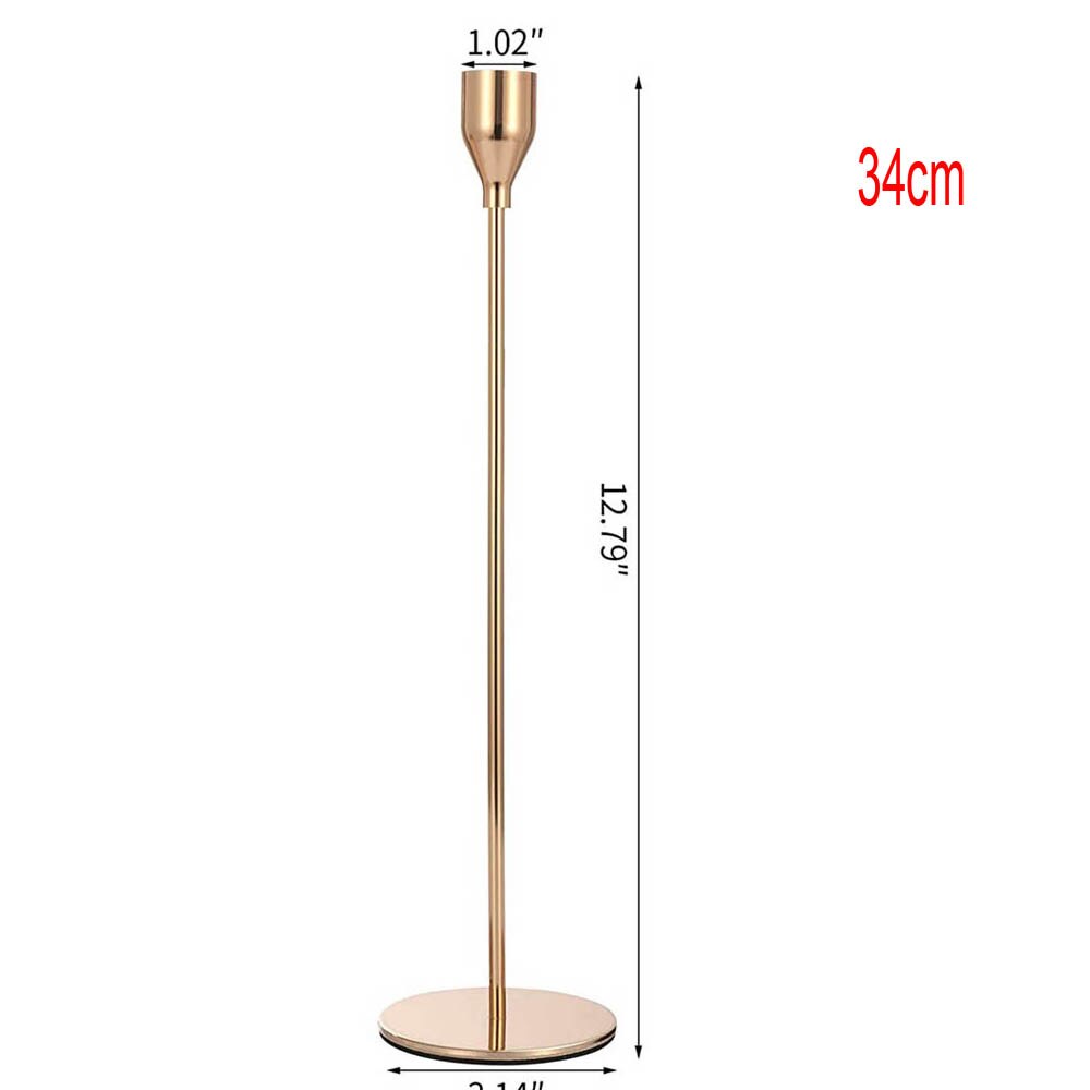 Gouden kaarsenhouder, kegelvormige kaarsenhouder, kaarsenhouder geschikt voor huisdecoratie, bruiloft, diner, feest, jubileumdecoratie: 34cm
